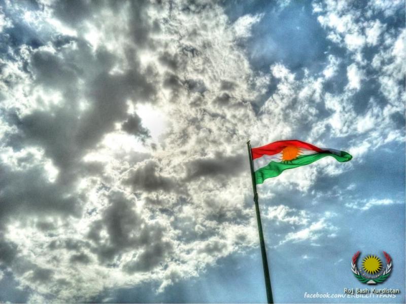 Kurdistan flag in the sky