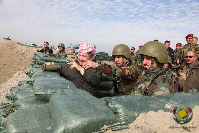 Kurdish President Masoud Barzani with Kurdistan Peshmerga Forces in Kirkuk