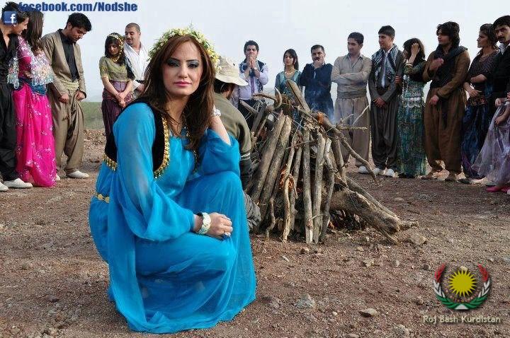 Kurdish people dance arround fire for new year (newroz)
