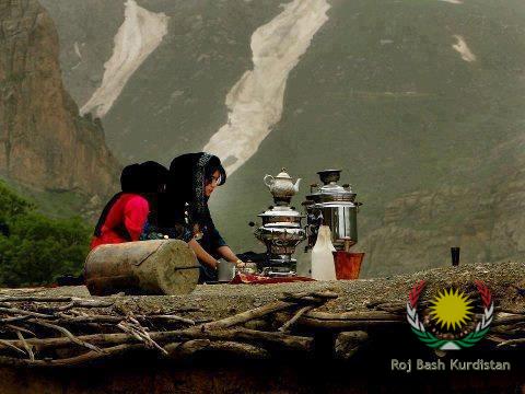 Kurdish girl making tea