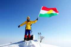 Kurdistan flag on the mountain